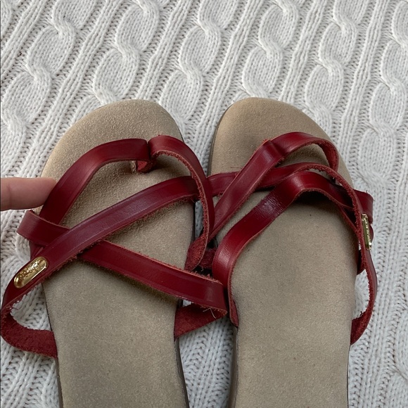 G.H. Bass & Co sz 6.5 WW leather Sunjuns Sharons thong sandals cinnamon colored - Picture 6 of 11